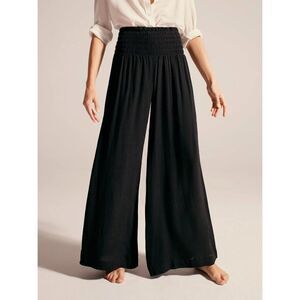Paire Beige "Diana" Flowy Elastic Waist Wide Leg Lightweight Pants sz S